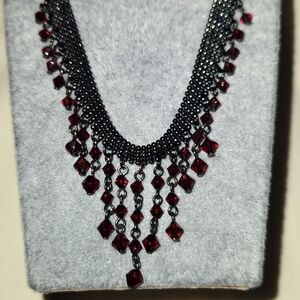 Fashion Choker Necklace Red Garnet